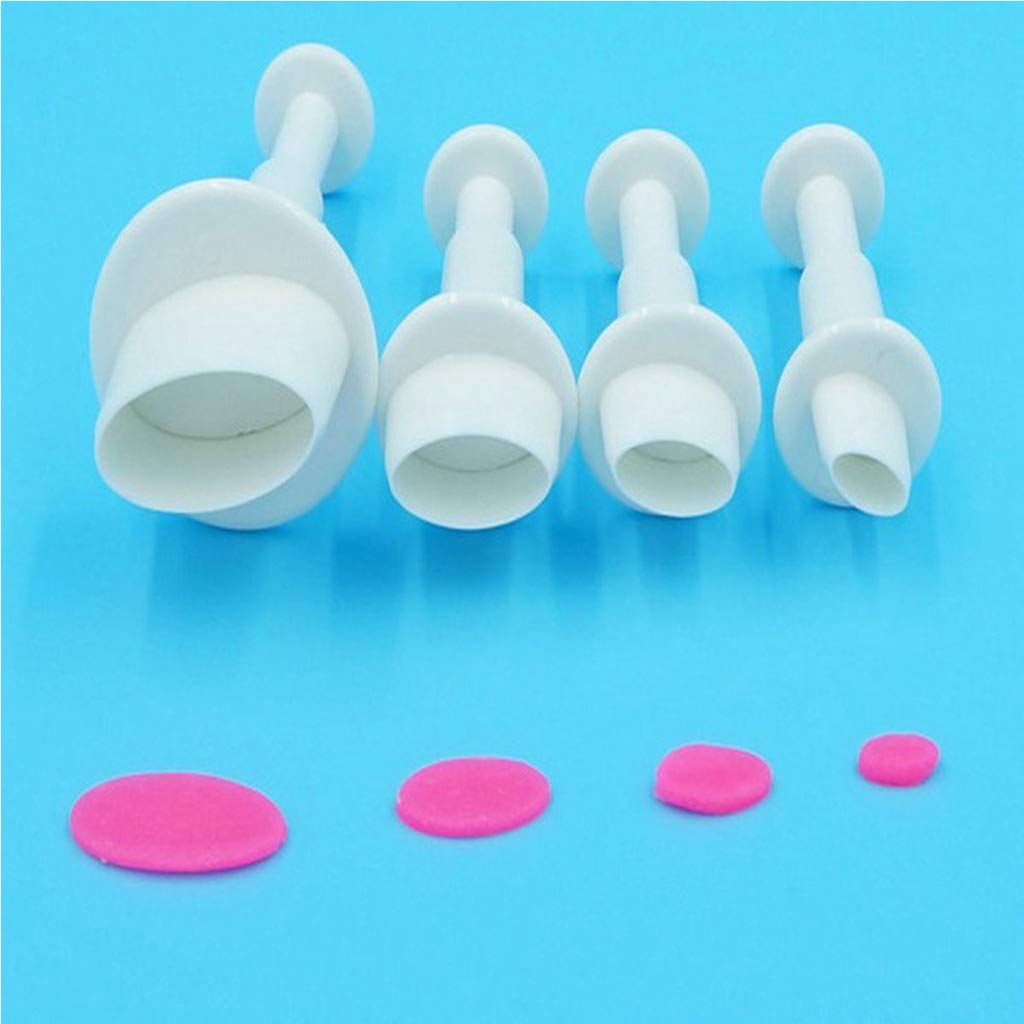 Cake Decor 4pcs Oval Shape Plunger Cutters Fondant Tool