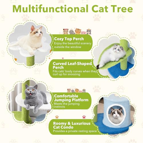 Árbol para gatos pequeño 34.5 pulg con poste rascador miniatura 2