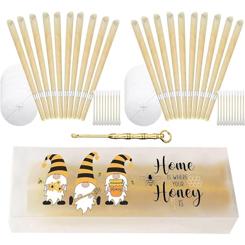 Lot de 20 bougies d'oreille, dissolvant de cérumen avec 10 disques de protection, 20 cotons-tiges, 1 cuillère à oreille, bougies d'oreille pour se détendre...