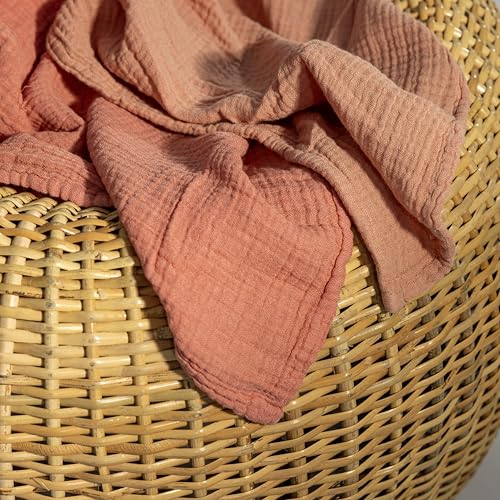 Image of Dreamology Muslin Swaddle Blankets,Receiving Blankets for Baby Girl,Boy,2 Pack,100% Cotton Blanket,Soft & Breathable Muslin Blanket,Muslin Baby Blanket for Newborn,44 x 44 Swaddle Blanket | Rose,Pink