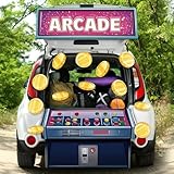 Honoson 14 Pcs Halloween Arcade Gamer Trunk or Treat Decorating Kit Arcade Gamer Trunk-or-treat Car Decorations Gold Coins Video Game Night Cutout Decor for Outdoor Car Archway Door Decor Party Supply