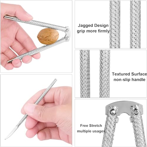 Nut Cracker 2Pcs and 4 Picks,Stainless Steel Nut Cracker Tool Set for Seafood Crackers Walnut(Silvery). - Image 4