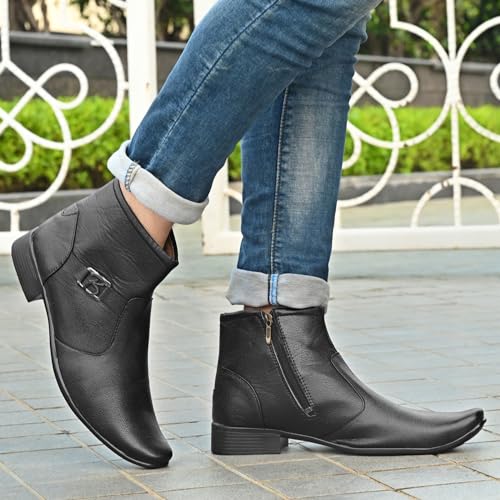 Image of Karaddi mens Boots Mid Top Ankle Zipper Aa072 Ankle Boot