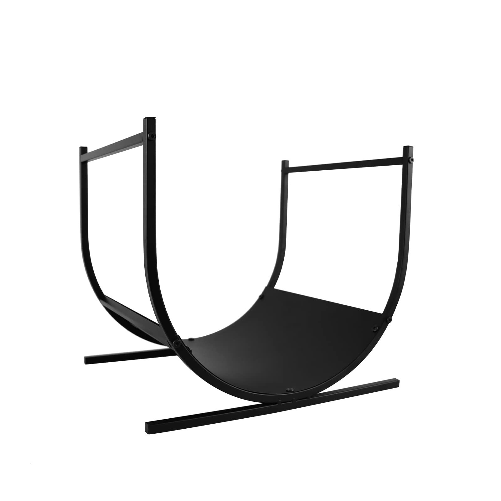 XMTECH Brandhoutrek van metaal, brandhoutrek, houtopslag, haardhout binnen, haardhout, opbergrek, brandhoutrek, U-vormig, zwart, voor binnen en buiten, 44,5 x 40 x 37,5 cm