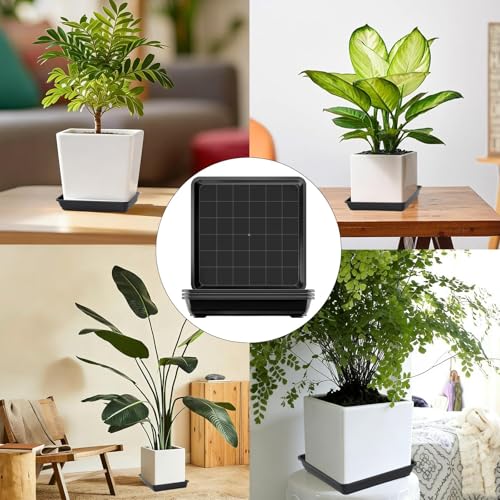 sturiz 4 Stück Blumentopf Untersetzer Eckig 29x29cm Quadratische Untersetzer Blumentopf Schwarz Blumenuntersetzer Pflanzschale Eckig Flach Kunststoff Pflanzen Untersetzer für Outdoor Indoor Pflanzkübe