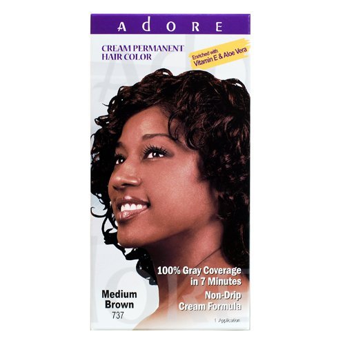 Adore Cream Permanent Hair Color 737 Medium Brown enriched with Vitamin E & Aloe Vera 1 application