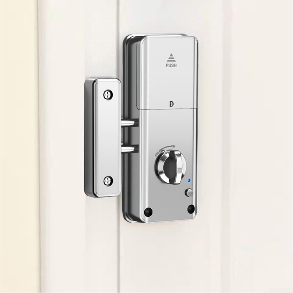 Cerradura de puerta invisible inteligente, para aplicación TTlock, cerradura electrónica sin llave con tarjetas IC para puertas de madera, sistema de seguridad antirrobo (plateado)