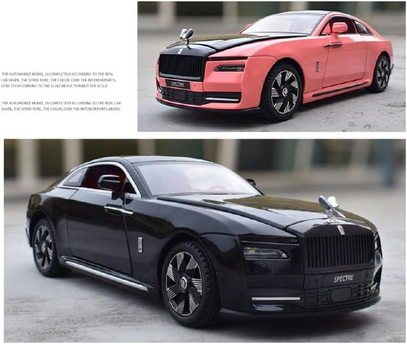 Image of 1:24 Rolls-Royce Spectre Diecast Metal Pull Back Car with 6 Openable Doors with Sound and Light Toy Decoration car Best Gift Toys for Kids (1.24 Rolls Royce Spectre - Pink)