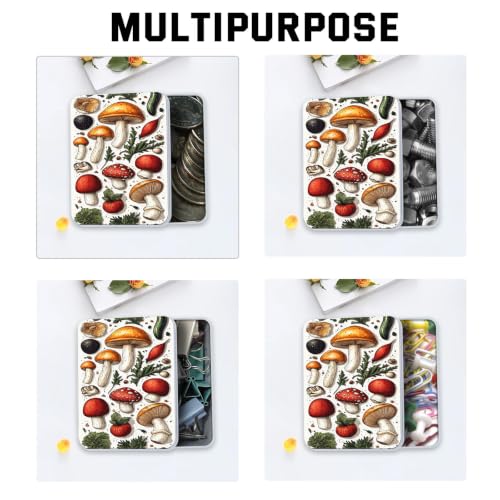 Image of Metal Tin Box with Lid, Mushroom Vegetable Print