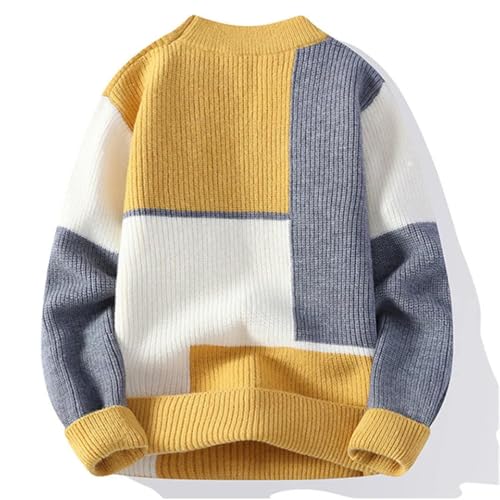 Men O Neck Knit Pullovers Mens Patchwork Casual Knitted Sweater Korean Thick Kntwear Sweater2