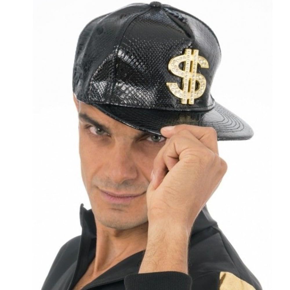 Black Rapper Cap – One-Size Unisex Streetwear Snapback Hat, Adjustable Flat Brim Urban Fashion Accessory