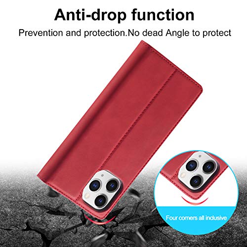 Étui iPhone 13 Pro Max clapet magnétique rabat support vidéo rouge