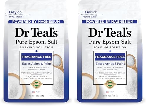 Image of Dr Teal's Epsom Salt Soak, Fragrance Free, 4 Pound | Pack of 2 | Packaging May Vary