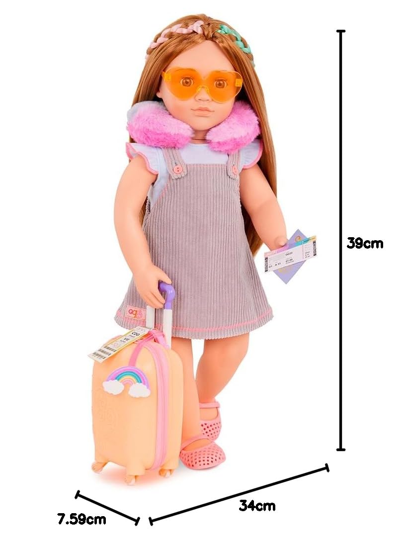 Our Generation – Reiseset für 46 cm Puppen – Mit Koffer, Zubehör und Reisedetails wie Kamera, Tablet, Zahnpflege & Reisepass – Over The Rainbow
