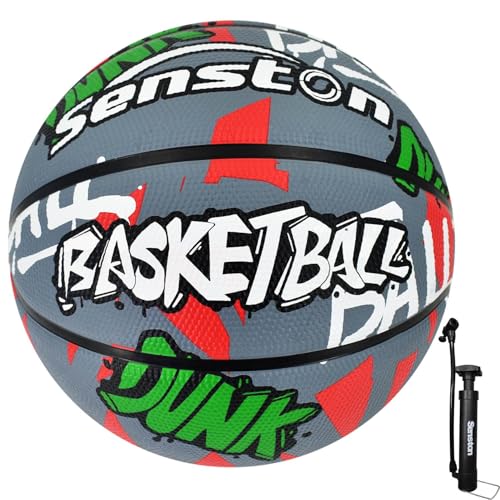 Senston Basketball Größe 7, Baskettball Mit Pumpe, Outdoor Basketbälle