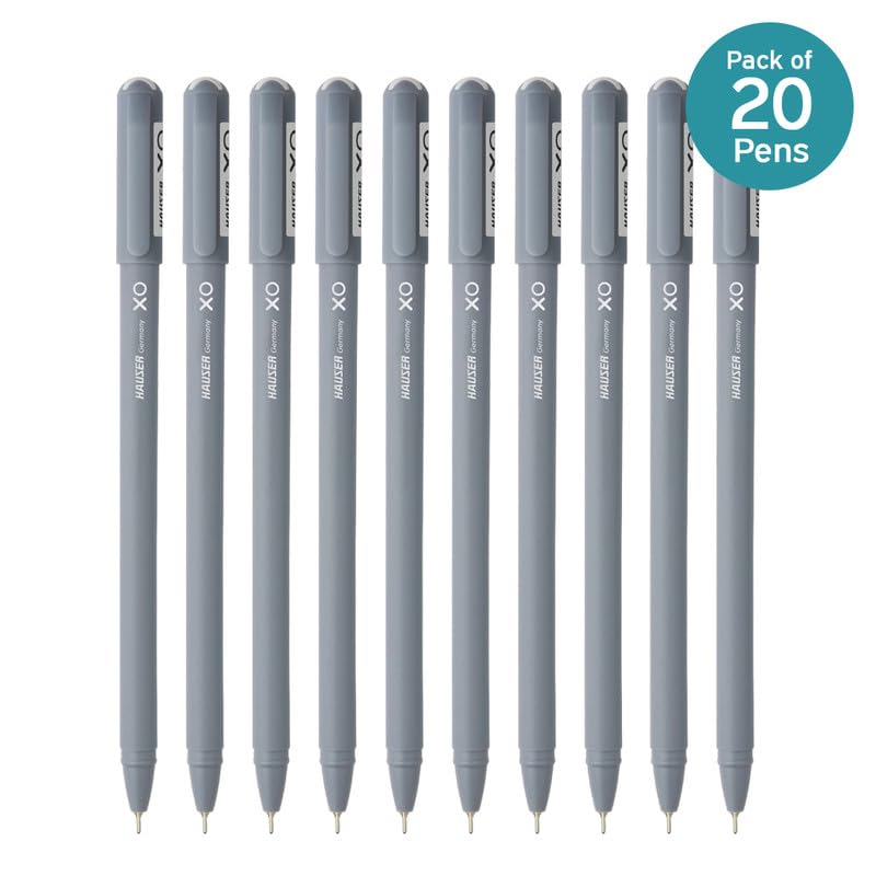 Hauser XO Gelschreiber, 10 Stück Schwarz – Schlankes Design, Glattes Schreibgefühl, Für Schule & Büro