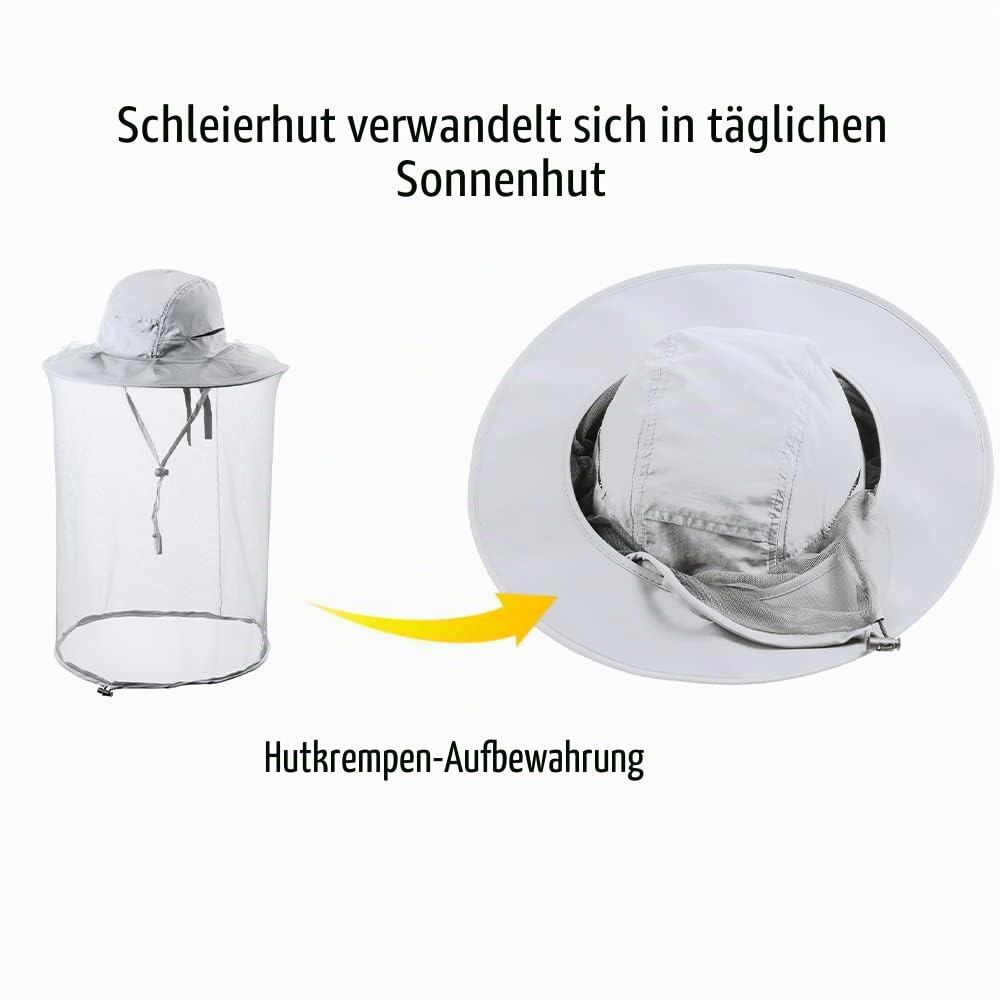 ZffXH Sonnenhut Mit Moskitonetz, Mesh Moskitonetz Hüte Mit Netz, Safari Hut Mit Moskitonetz, Mückenhut Mit Netz, Safari Hut Mit Moskitonetz, Imkerhut Mit Schleier Damen Männer, Moskito Hut