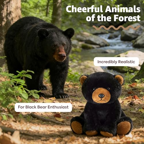 Image of Ditucu Black Bear Stuffed Animal 8 inch Cute Realistic Plush Toys Ultra Soft Plushies Gifts for Kids