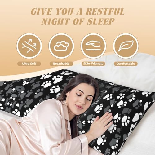 Housse de coussin empreintes de pattes noir et blanc en microfibre - 5