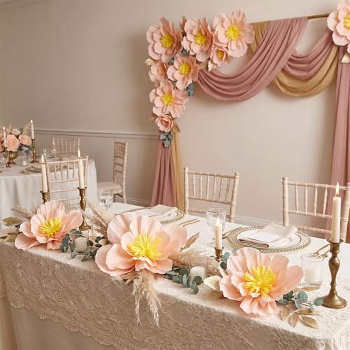 Image of Cholemy 24 Pcs Tissue Paper Flowers, Crepe Paper Flowers Decorations 8 inch 10 inch 12 inch for Wedding Party Baby Bridal Shower Carnival Party Birthday Nursery Wall Decor (Peach)
