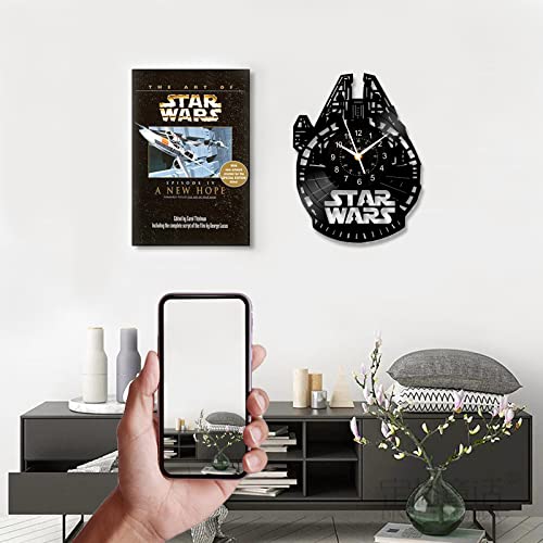 Kinglive Star Theme Wars Wall Clock, Stormtrooper Vinyl Record Clock Sci-Fi Movies Wall Decor, Gifts For Men Kids, 12 Inch Black Home Decor Death Star Silent Clock #TOP2