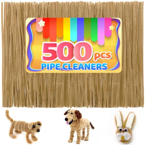 Image of IOOLEEM 500pcs Light Brown Pipe Cleaners Bulk for Crafts
