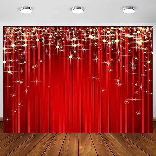 Fondo fotográfico rojo con estrellas doradas 7x5ft miniatura 4