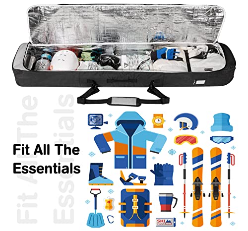 Padded Snowboard Bag Ski Bag 600D Water-Resistant Polyester Fits Board ,Bindings, Boots, Jacket, Pants, Helmet Unisex Bag For Air Travel (160Cm) #TOP2