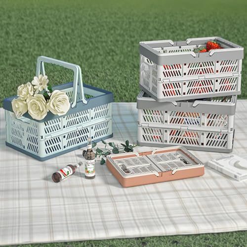 VIGAER caixa de caixa de armazenamento com alça dobrável - cesta de armazenamento de empilhamento de