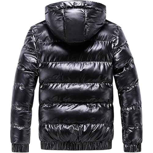 Maiyifu-GJ Men's Metallic Hooded Puffer Jacket Winter Warm Down Jackets Full Zip Alternative Quilted Padded Coat2