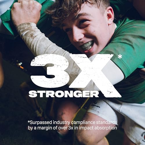 Image of SAFEJAWZ Mouth Guard, Elements Dual Layer Mouthguard for Adults with Case, Easy Fit Remoldable Mouthpiece for Football, Boxing, Lacrosse, Basketball & All Contact Sports (Adult 12+ Years, Wind)