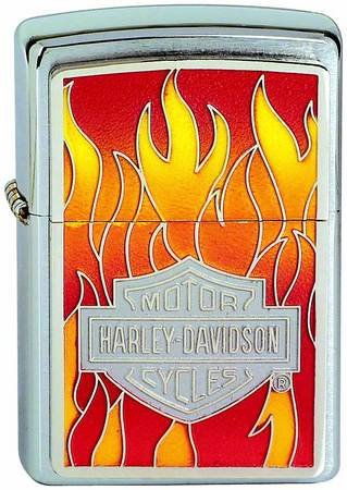 Brushed Chrome, HD Flames Emblem (ZI20868) Category: Harley-Davidson Zippo Lighters