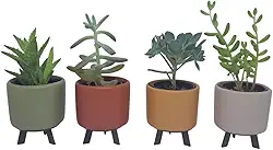 Vaso Cachepot Cerâmica Suculenta Mini Kit 04 Vasos (Kit 01)