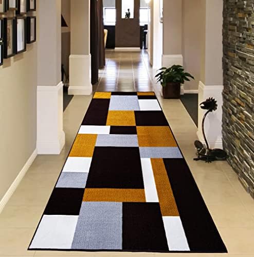 B&B Door Mats - Runner Rug Carpet Mat for Every Season Bedroom Living Room Hallway Kitchen Front Door Entrance Décor (Grey Black, 60 x 220 cm - X Long Runner)
