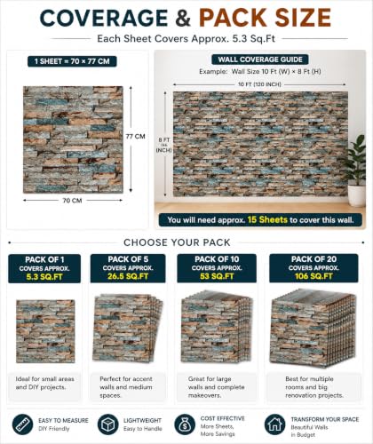 Image of Barebeauty 3D Wall Panel Wallpaper, Self Adhesive PE Foam Brick Sticker, Waterproof Peel & Stick Wall Covering for Home, Bedroom & Living Room Decor, 70 x 77 cm (Pack of 2, 11.6 Sq. Ft. Approx)