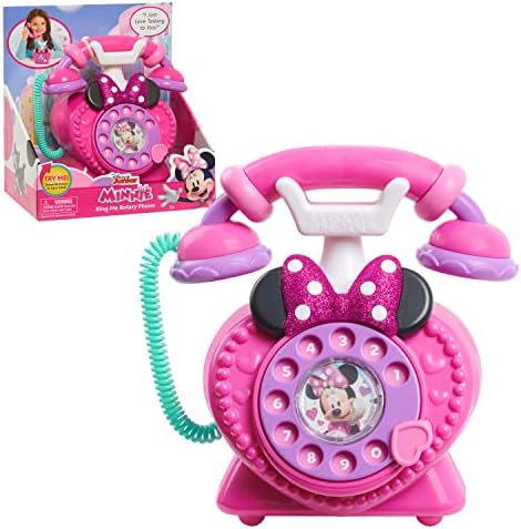 Disney Junior Minnie Mouse Ring Me Rotary Phone with Lights and Sounds, Pretend Play Phone for Kids, by Just Play