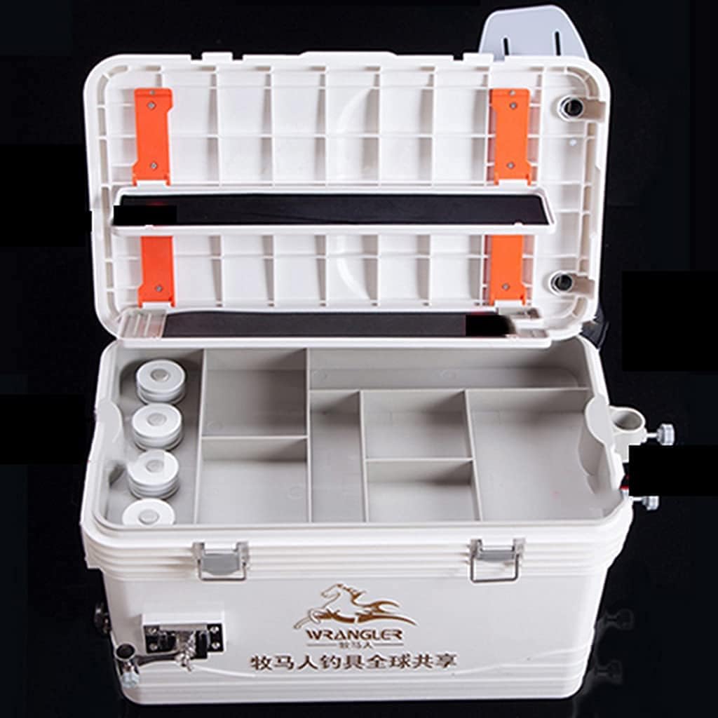 Fishing Box Multi-Functional Ultra-Light Fishing Box Fishing Tackle Box Fishing Gear Equipment Large-Capacity Fishing Box 26L (Color: White)