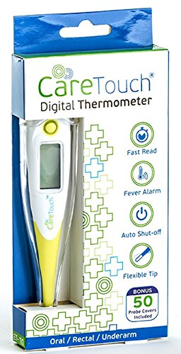 Care Touch Digital Thermometer - 50 Probe Covers - Multi-Use Thermometer for Babies, Adults, and Pets