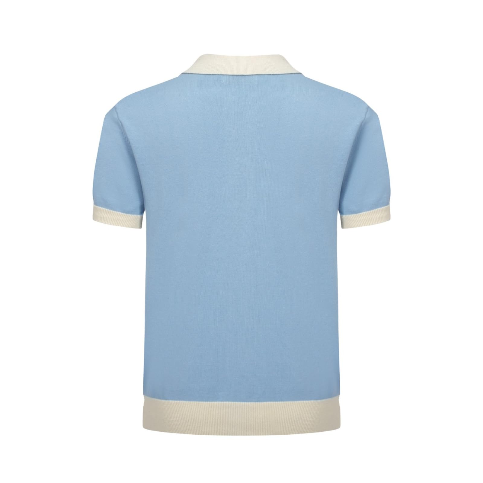 OXKnit Poloshirt Herren Kurzarm Lässiges Vintage-Stil der 1960er Jahre mit klassischen Knöpfen Blau Polohemd Shirt