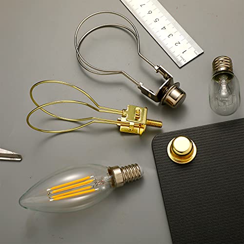 Image of Honoson 2 Pcs Bulb Lamp Shade Light Bulb Clip Adapter Includes Finial and Lampshade Levellers for Replacement (Golden and Silver)