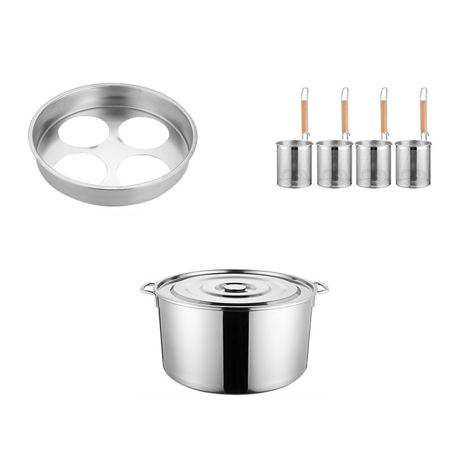 Amazon | 業務用店舗用 そばゆで釜 茹麺鍋セット リング付 ザル