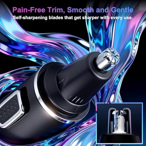 Image of AREYZIN Nose Hair Trimmer for Men,Rechargeable Ear and Nose Trimmer,2026 Professional 2 in 1 Painless Eyebrow & Facial Hair Trimmer with IPX7 Waterproof Dual Edge Blades (Black)