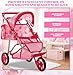 Dolls To Play Baby Doll Stroller Jogger Style 3 Wheels Toy Play, Girls with Canopy and Basket Buggy Carriage for Kids, My First Jogging Pram Heavy Duty - 21 Inch - Pink