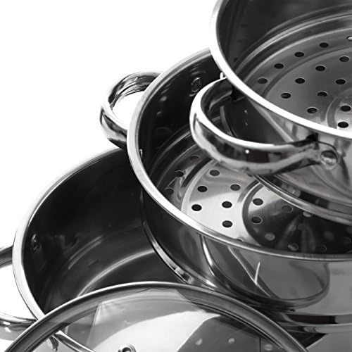 Premier Housewares Steamer, stainless steel, glass lid, Ø22 x H25 cm