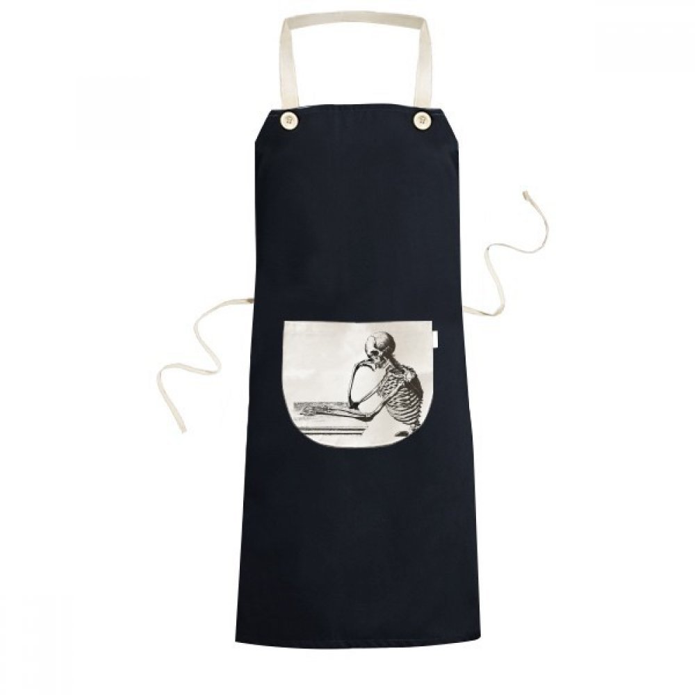 Tablier bavoir squelette humain noir 70x67cm avec poche pour cuisine