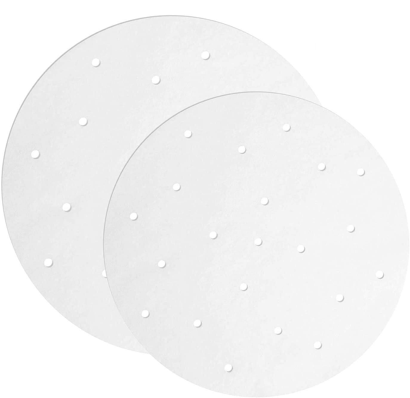 Arssilee 200pcs Air Fryer Liners, (8,9)inch Bamboo Steamer Liners, Perforated Parchment Steaming Papers, Non-stick Steamer Mat, Baking Paper Liners for Baking Cakes/Cooking/Dutch Oven/Air Fryer/Cheese