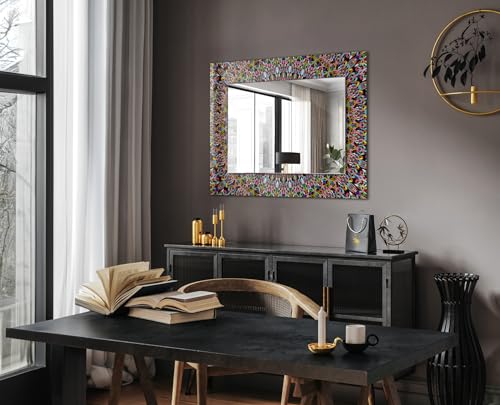 Miroir mural rectangulaire avec cadre graphique pour illuminer une pièce - 4