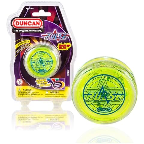 Duncan Toys Pulse LED Light-Up Yo-Yo, Intermediate Level Yo-Yo with Ball Bearing Axle and LED Lights, Clear/Green Cover