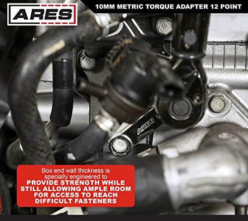 Ares 43025 – 10Mm 12-Point Box End Torque Adapter Extension – 3/8-Inch Drive - 2-Inch Extension For Torquing In Hard To Reach Places – Chrome Vanadium Steel Construction #TOP4