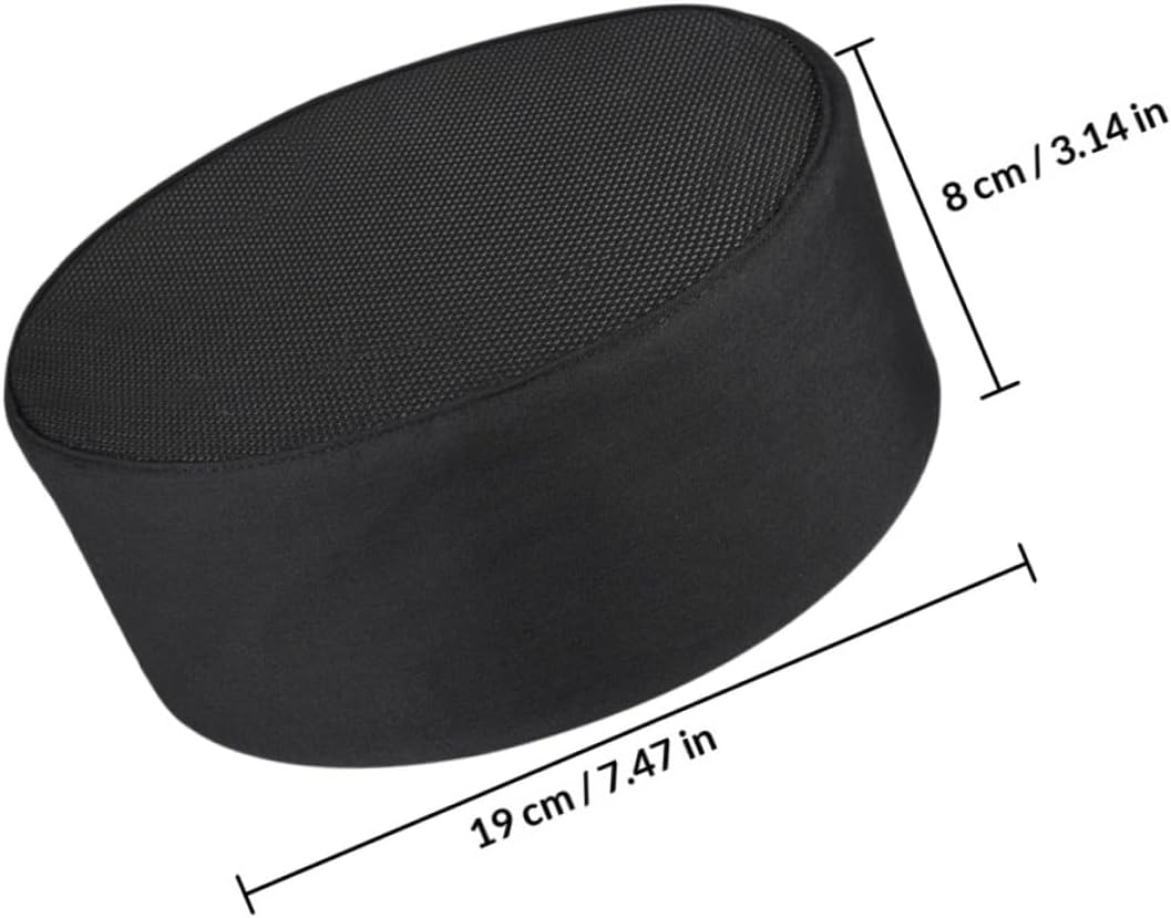 2pcs Breathable Black Cloth Chef Hats Mesh Top Cooking Caps Unisex Kitchen Working Hats for Restaurant Food Service